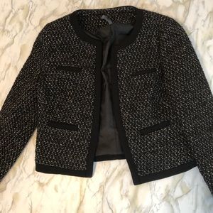 NAF NAF Black Tweed Crop Blazer